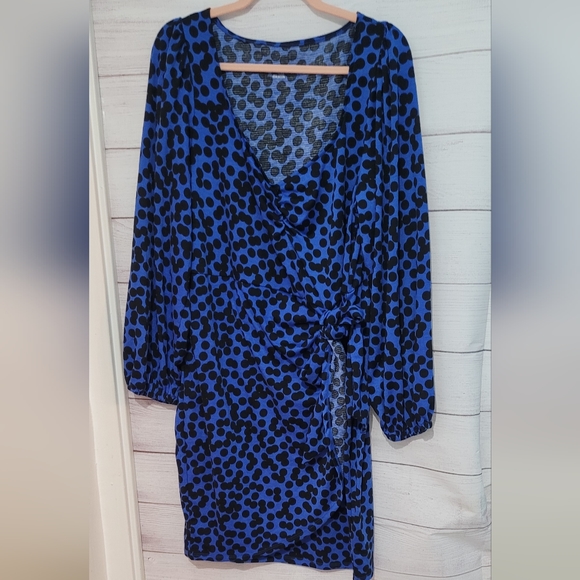 Nwot Ava & Viv royal blue leopard 🐆 💙 faux wrap dress 👗size 1X - Picture 12 of 12
